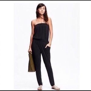 Old Navy black modal strapless jumpsuit